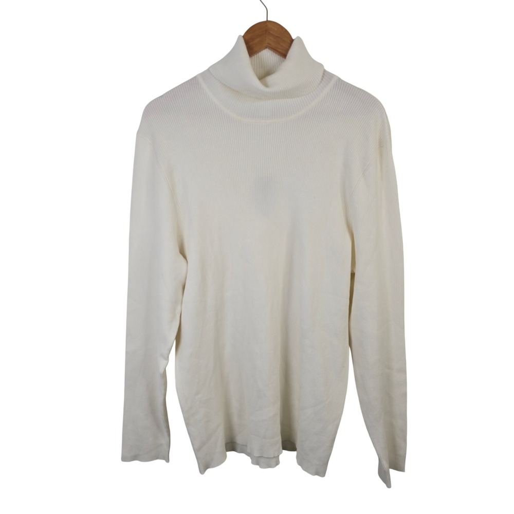 Chicos Reagan Turtleneck Sweater Ecru Ribbed Knit Size 4 XXL NEW